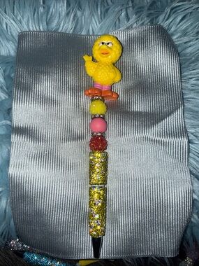 Yellow Big Bird Beaded Decorative Pen - Cute Yellow Character Accent